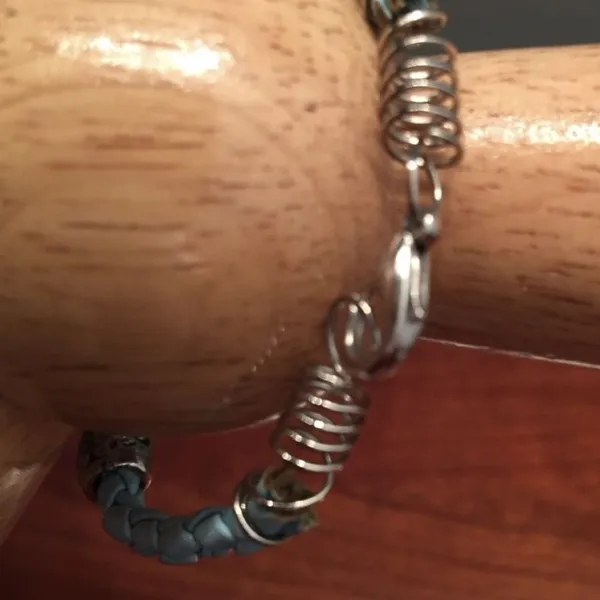 Blue Braided Boho Leather Bracelet - Image 4