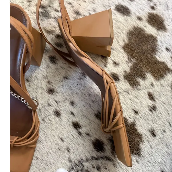 ALOHAS Cactus Heel In Camel Brown Size 40 US 9 Chunky Heel - Image 7