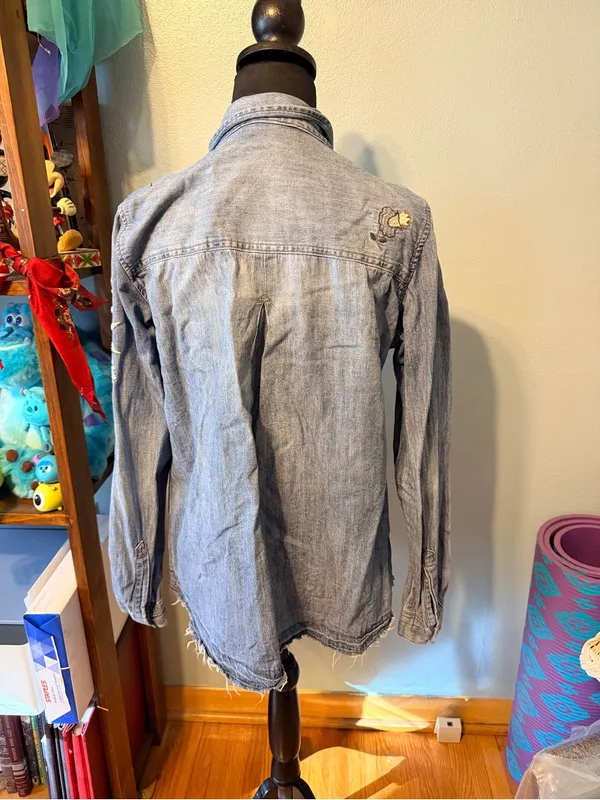 Embroidered Light Wash Denim Shirt - Image 2