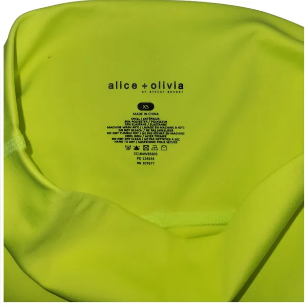 NWT Alice +‎ Olivia AARON NEON YELLOW STRETCH-JERSEY CYCLING SHORTS Size XS - Image 5