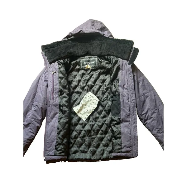 Spyder Women's Ski Jacket Medium Purple Quilted Hooded Insulated Fleece Lined - Image 3