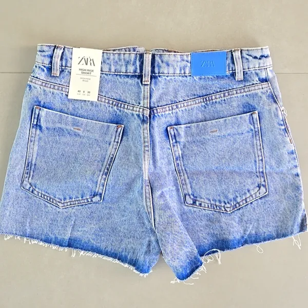 ZARA NWT! High Rise Light Blue Shorts - Image 2