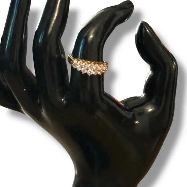 Vintage SETA gold tone simulated diamond ring Size 8 - Image 2
