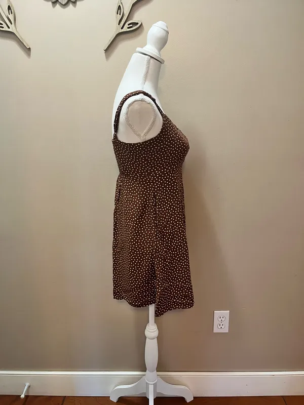 Old Navy Brown Polka Dot A Line Mini Dress Size XS - Image 3