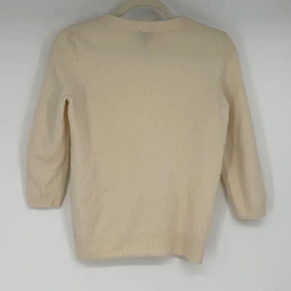 Talbots Pure‎ Cashmere Sweater Cream Ivory Crew Neck 3/4 Sleeve Womens Medium - Image 2