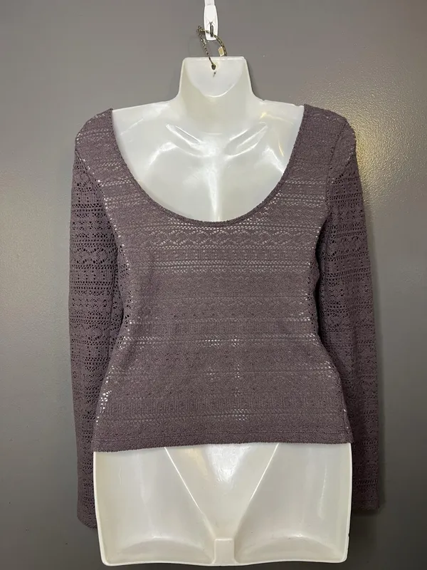 American Eagle Outfitters Sweater Womens Small Purple Open Knit Long Sleeve - Image 5