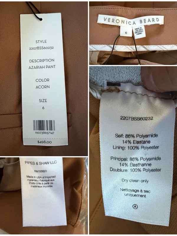 NWT Veronica Beard Azariah Acorn High Rise Flare Pants Size 6 - Image 8