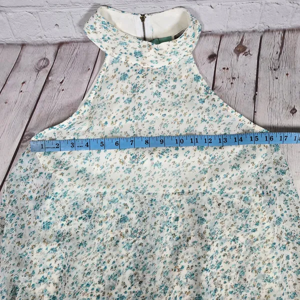 Judith March Floral Lace Trim Halter Romper Shorts Blue White M‎ - Image 7