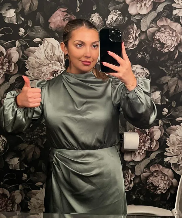 Sage Green Long Sleeve Silk Abercrombie Dress - Image 4