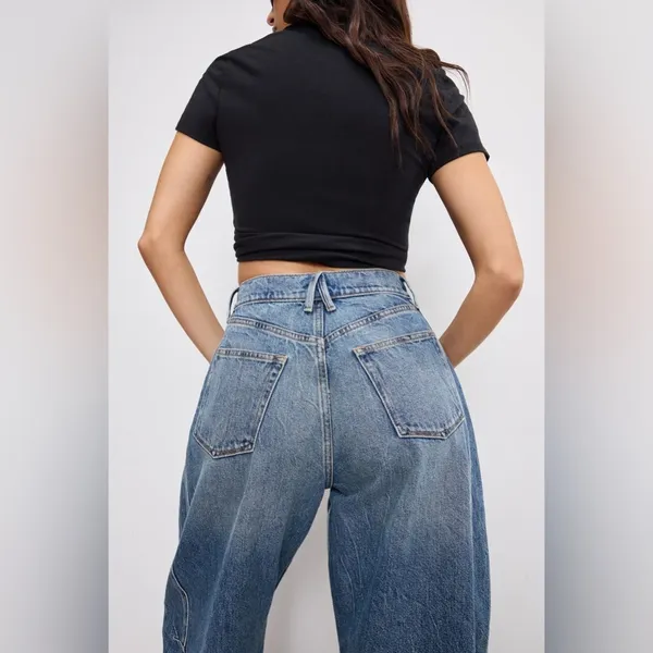 NEW Good American Extreme Barrel Jeans ~ SOLD OUT ~ Indigo ~ Size 14 / 32 - Image 4