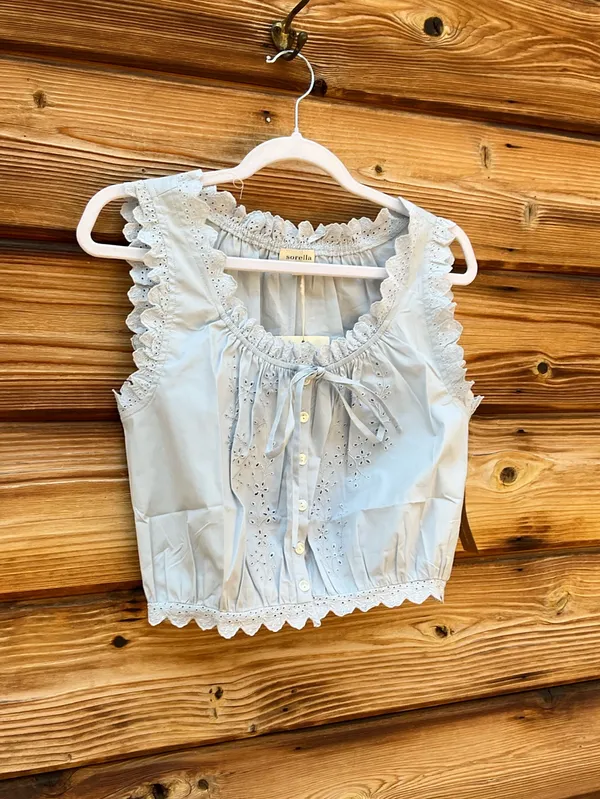 Sorella Light Blue Size XS Shelby Sleeveless Cropped Blouse Top Few Moda - Image 7