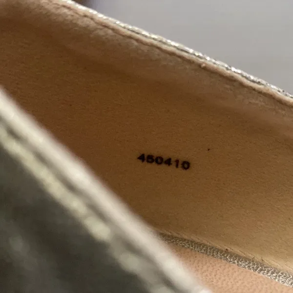 NWT Gap women’s gold open toe fabric leather slide shoes, size 10 - Image 9