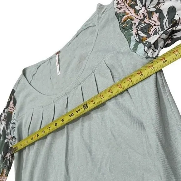 Free People Picking Petals Top Seafoam Green Contrast Sleeves Women's Size S - Image 12
