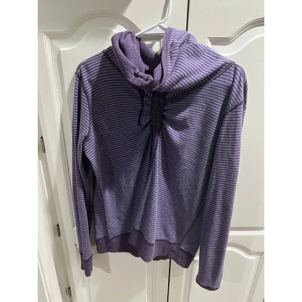 Lululemon Reversible Scuba Hoodie Purple Stripe Solid Size Small Womens Pullover - Image 8