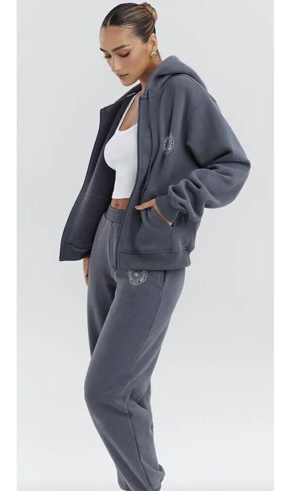 HOUSE OF CB Mirage Cotton Blend Hoodie in Slate Size X-Small - Image 2