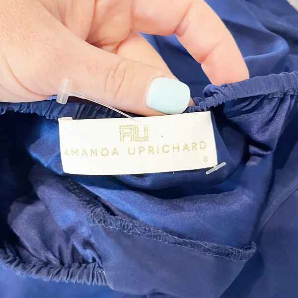 Amanda Uprichard Chain Silk Halter Tank Top Blue Small - Image 3