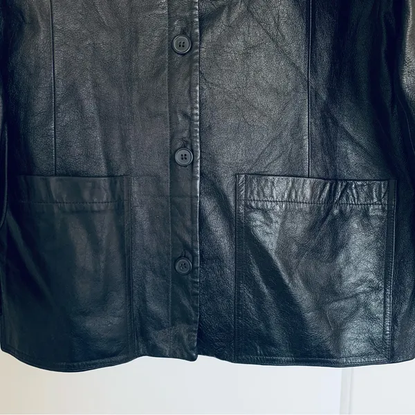 90s Vintage Women's Oversized Black Leather Jacket Size L - Image 7