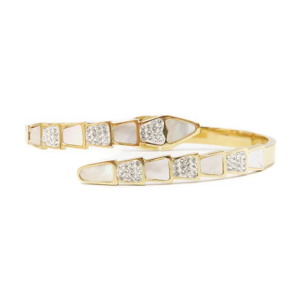 Mother of Pearl CZ Snake Bracelet Bangle - Image 5