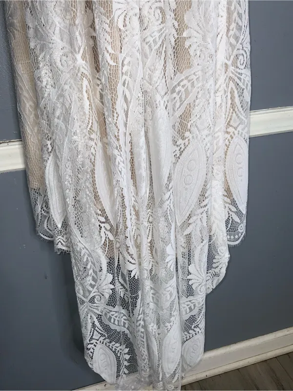 Ayervici Romantic Lace Wedding Gown in White Lace Over Nude - Medium- NWT - Image 12