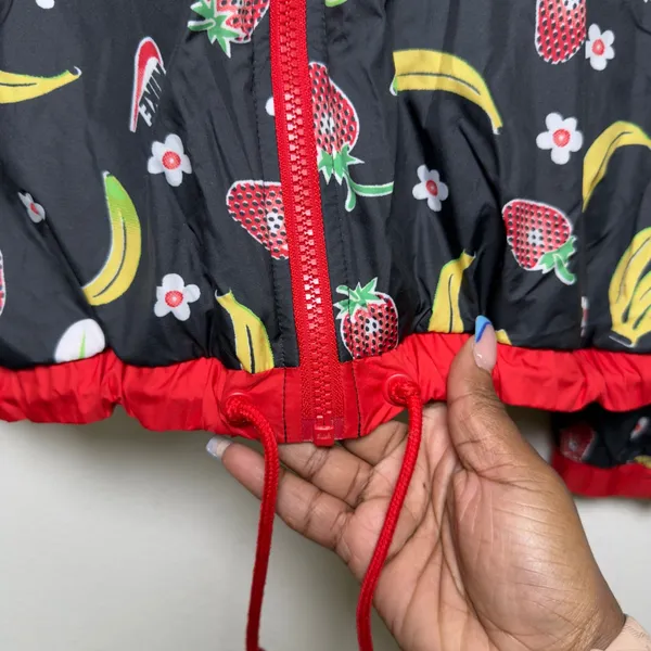 Nike Women Woven Jacket Mediun Black‎ Fruit Banana Strawberry Windbreaker - Image 6