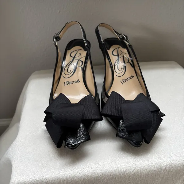 J.‎ Renee Black Patent Pointed Toe Sing Back Garbi Dress Pumps Heels Size 8.5 - Image 3