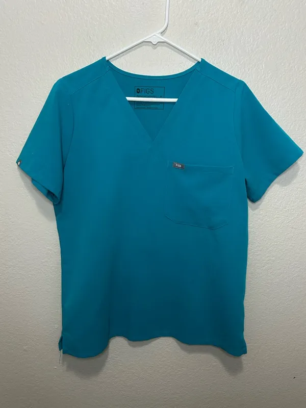 FIGS Catarina Scrub Top + Livingston Pants Set Teal Size Medium Tall - Image 7