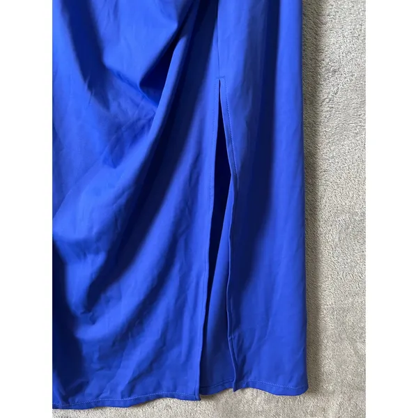 Halara SoftlyZero Airy Ruched Bodycon Midi‎ Dress Aster Blue Cool Touch Slit New - Image 5