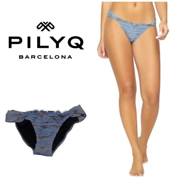 New. Pilyq sky blue lace bikini bottoms. Size small. Retails $76. NWOT - Image 2