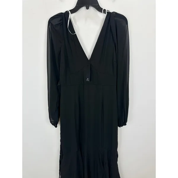 Lulus Tier Elegance Black Long Sleeve Tiered Maxi Dress Chiffon Formal M NWT - Image 6