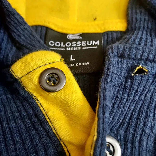 Colosseum University of Michigan Vintage 1990’s Navy & Gold Thermal Hoodie Sz LG - Image 4