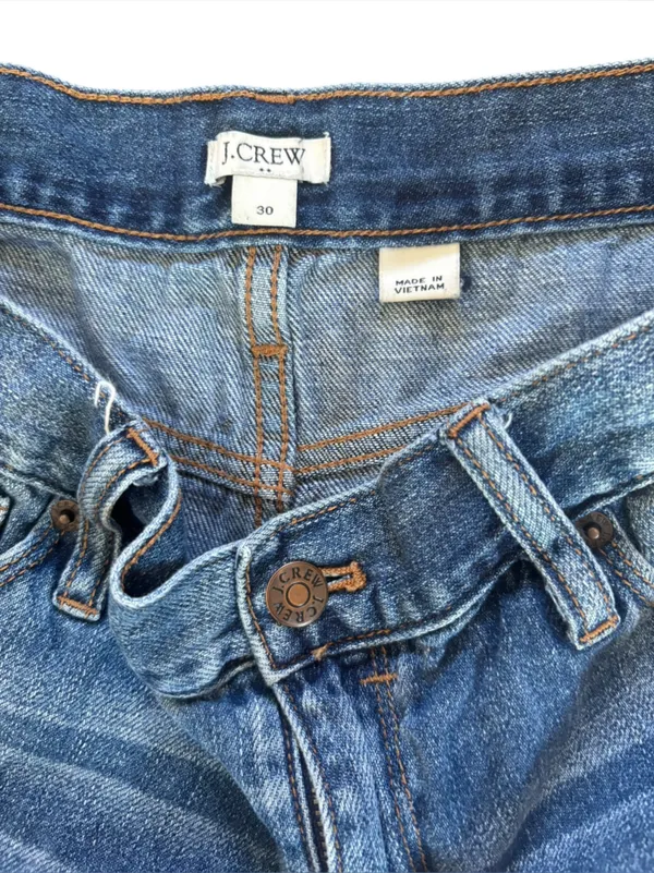 J Crew Shorts Cut Off Raw Hem Wiskerking Boho Denim Jean Blue Womens Size 30 - Image 3