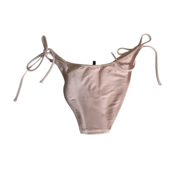 J Crew Pink Ribbed Curved‎ Waist Cheeky Bikini Bottom - Small - Style BE805 - Image 2
