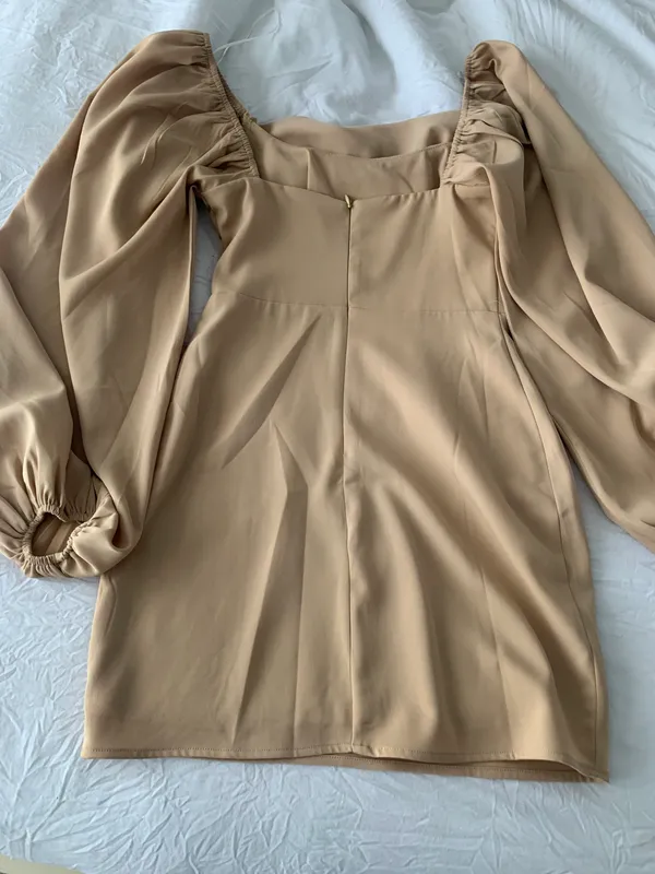Princess Polly Lillie Long Sleeve Mini Dress Beige - Image 3