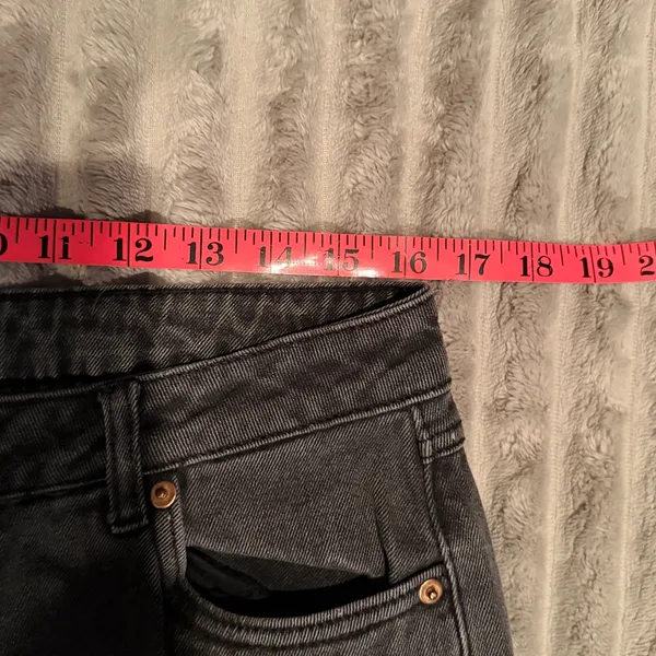 Avec Les Filles Distressed High Rise Straight‎ Leg Jeans Washed Black Size 31 - Image 4