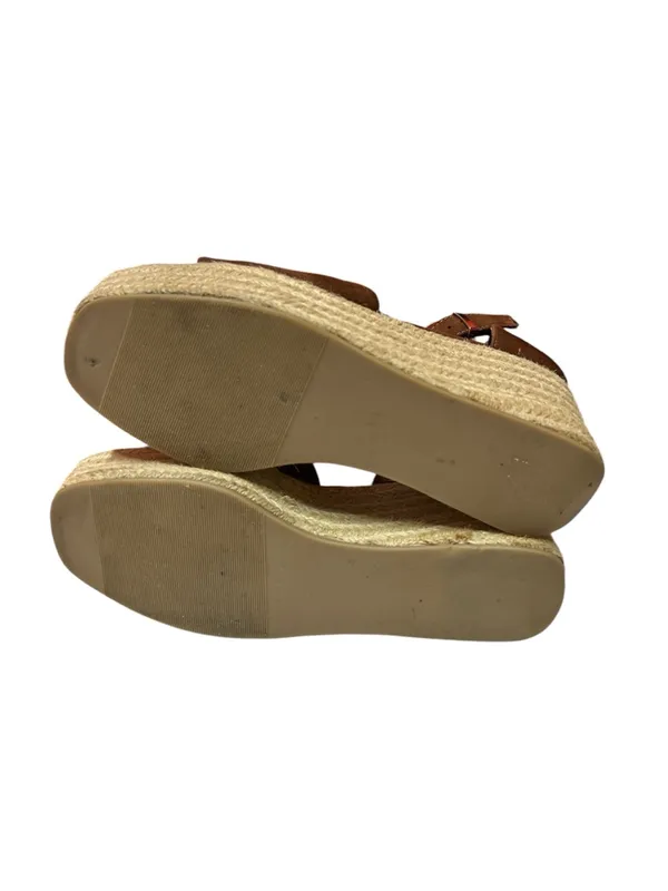 JustFab Weekend Days brown suede espadrille platform wedge sandals. Size 8 - Image 8
