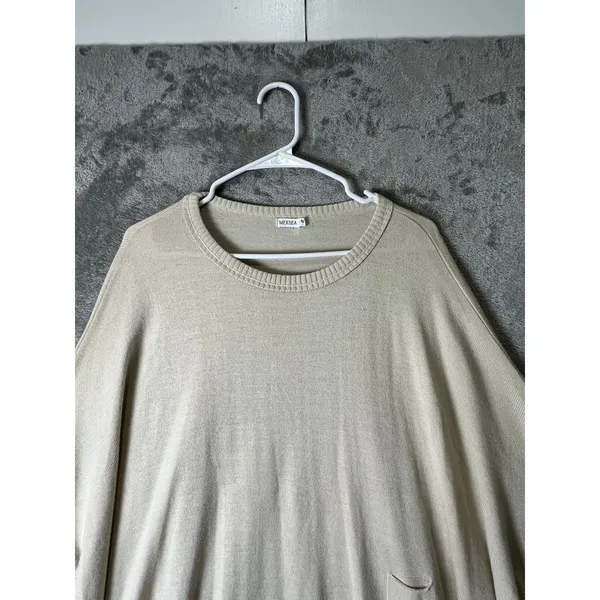 Mersea One Size Cream‎ Knit Tunic Sweater Oversized Pocket Pullover Coastal Chic - Image 2
