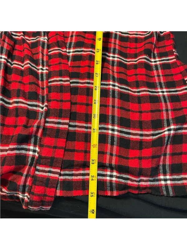 Lauren Ralph Lauren Womens Small Red Plaid Cozy Belted Pockets Robe Logo - Image 5