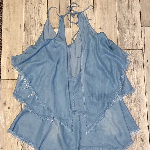COPY - Olivaceous boho jean mini dress. Size S - Image 4