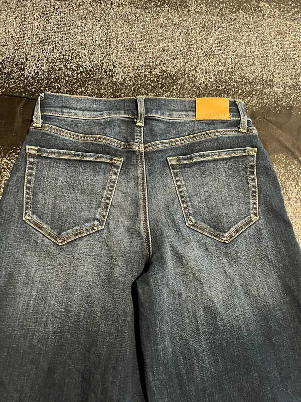 Womens 28" Evereve Front Seam High Waisted Wide Leg Jeans-Dark Wash - Image 9