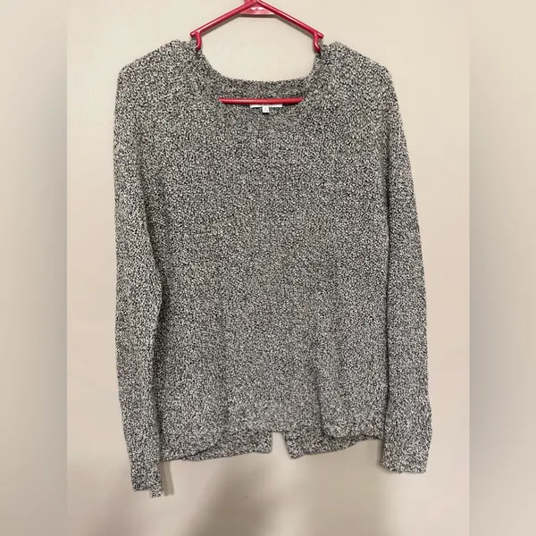 Madewell Province‎ Cross Back Knit Pullover Sweater Black & Gray Size Medium - Image 3