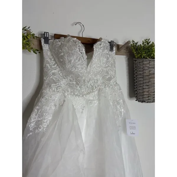 Lulus Mine, All Mine White Embroidered Organza Strapless A-Line Gown Size Medium - Image 12