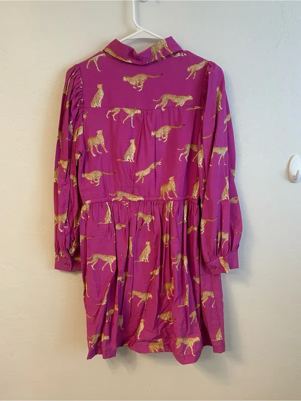 &merci Fuchsia Shirt Dress with Cheetahs - Image 4