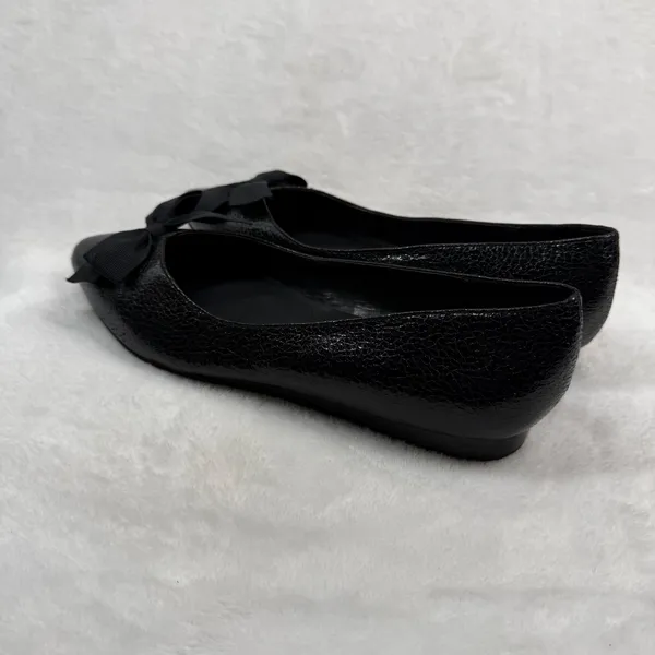 Kenneth Cole Reaction Black Textured Bow Pointed Toe Ballet‎ Flats Shoes 7.5 - Image 7