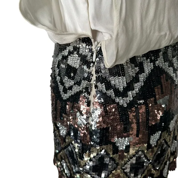 Parker Womens‎ Short Mini Silk Dress Sequin Sleeveless Formal Women Size XS - Image 5