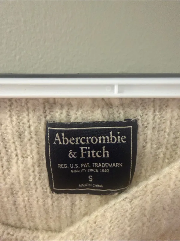 Abercrombie & Fitch Cream Boatneck Open-Knit Sweater S - Image 4