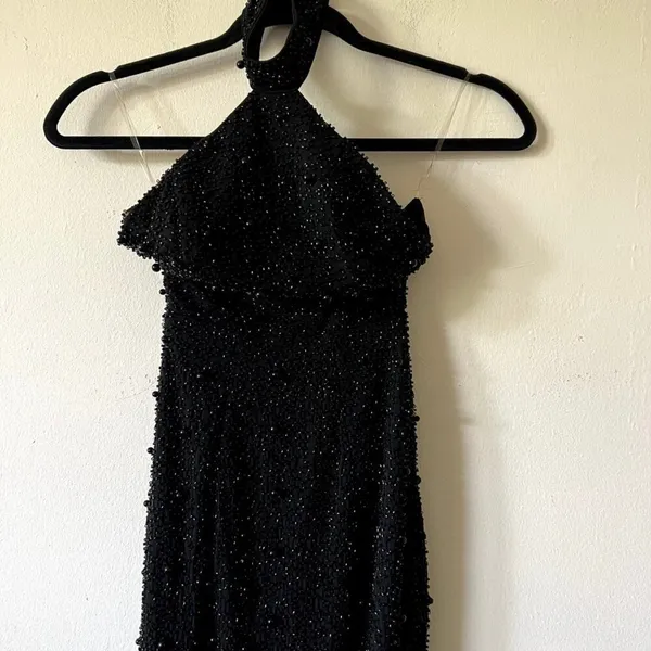 Oh Polly Positano Embellished High Neck Split Maxi Dress in Black Size 4 New - Image 7