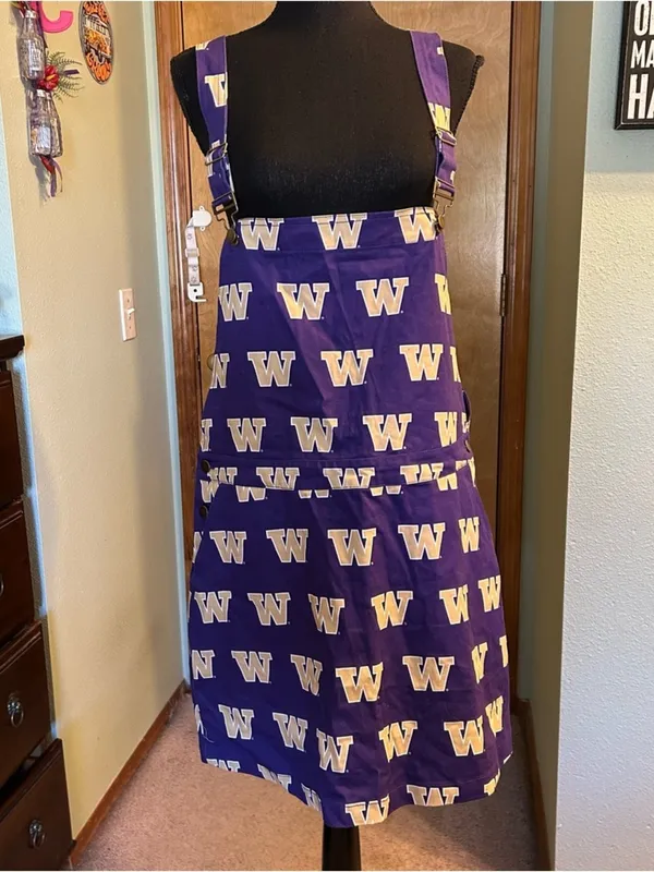 Tellum + Chop purple University Washington Huskies overalls mini dress size L - Image 3