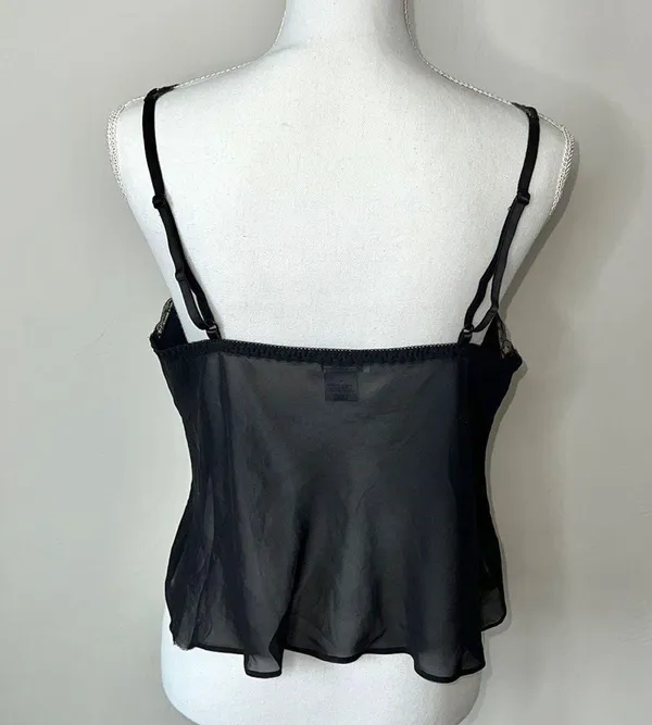 Vintage Chiffon Camisole Black Size L - Image 5