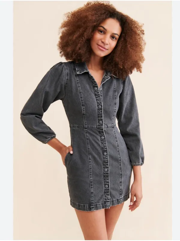 Free People Black Mia Denim Mini Dress Small - Image 4