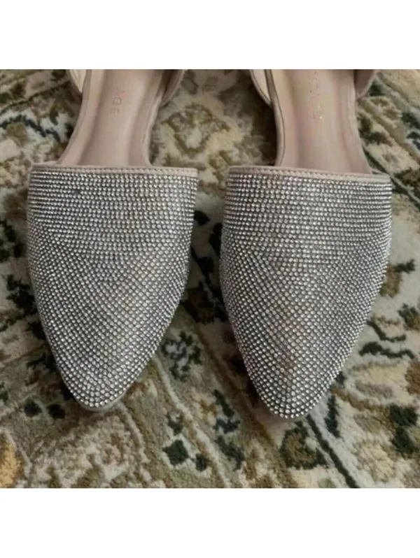 Rampage rhinestone studded pointed toe open side flats wedding glam - Image 3